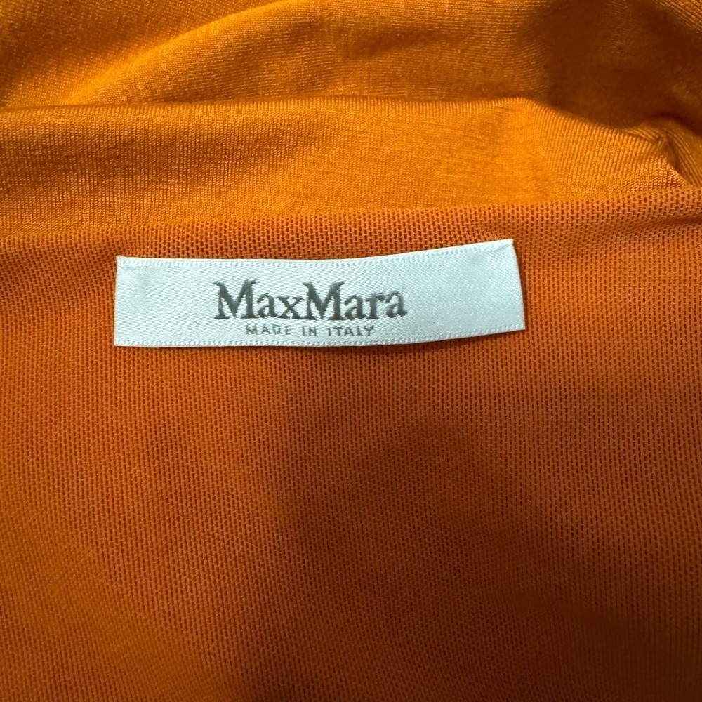 MAX MARA FALL ORANGE COWL MINIMALIST CLASSIC 3/4 SLEEVE LUXURY DESIGNER TOP L - Picture 5 of 5